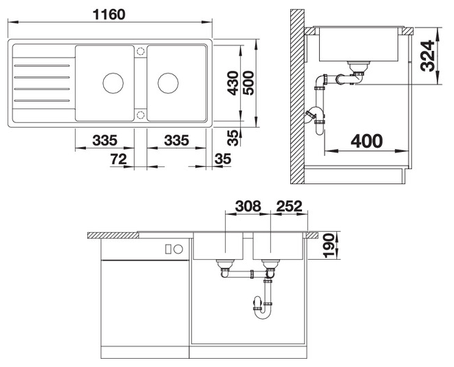 Схема встраивания Blanco LEGRA 8S