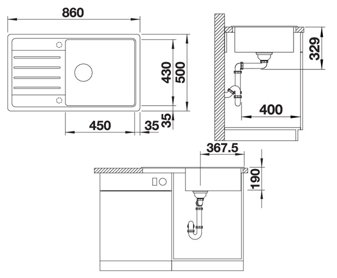 Схема встраивания Blanco LEGRA XL 6S