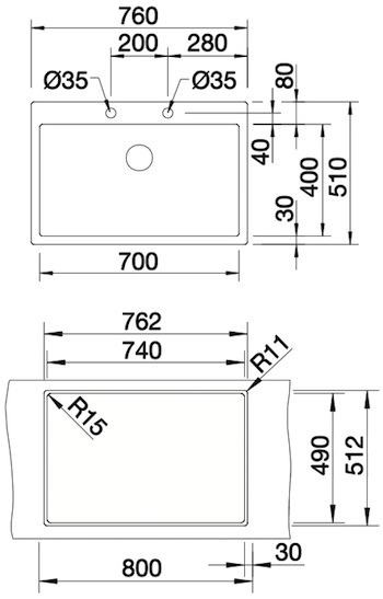 Схема встраивания Blanco Claron 700-IF/A