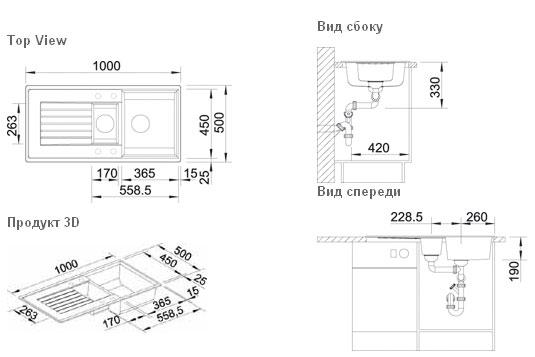 Схема встраивания Blanco Zia 6S