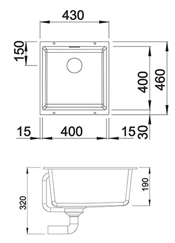 Схема встраивания Blanco Subline 400-U