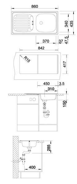 Схема встраивания Blanco Flex