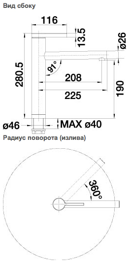 Схема встраивания Blanco Linee