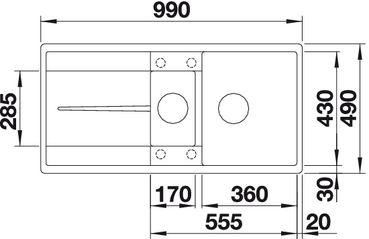 Схема встраивания Blanco Metra 6S-F