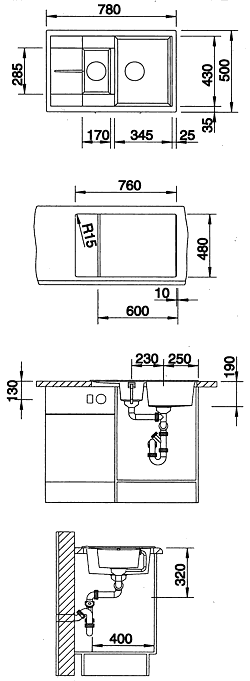 Схема встраивания Blanco Metra 6S Compact