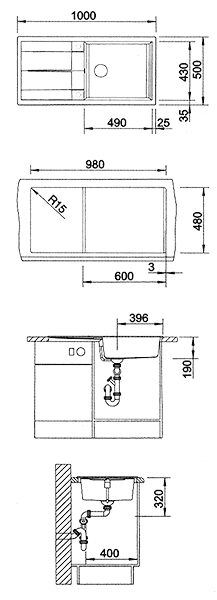 Схема встраивания Blanco Metra XL 6S