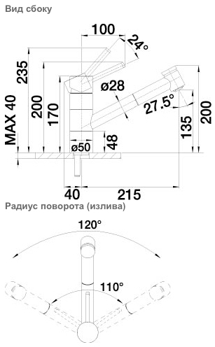 Схема встраивания Blanco Tivo-S chrome/Silgranit