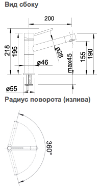 Схема встраивания Blanco Alta compact chrome/Silgranit