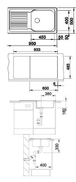 Схема встраивания Blanco Tipo XL 6S