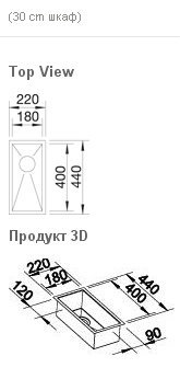 Схема встраивания Blanco Zerox 180-U