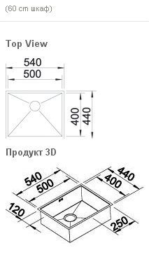 Схема встраивания Blanco Zerox 500-U InFino